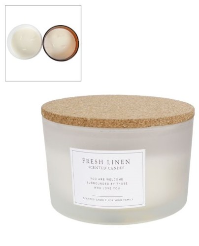 Geurkaars Fresh Linen L met 3 lonten